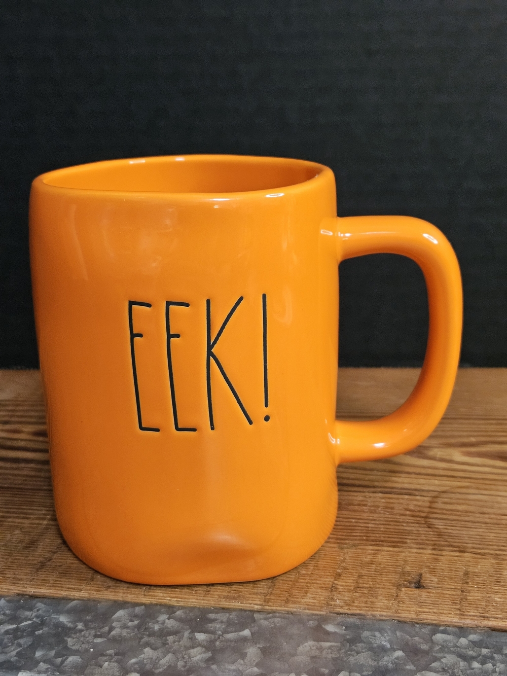 Rae Dunn Orange 'EEK!' Ceramic Mug